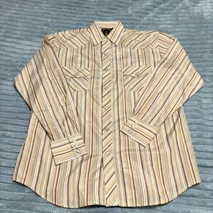 Vintage WEST ADVENTURE  Diamond Pearl
snap Men’s Sz M15-15 1/2 western button up